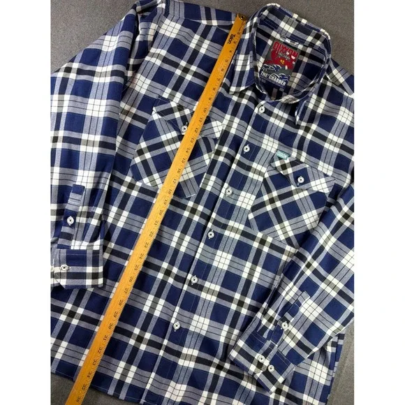 Dixxon Flannel Co The Crabber Mens 5X Navy Blue Plaid D-Tech Button Up Shirt
